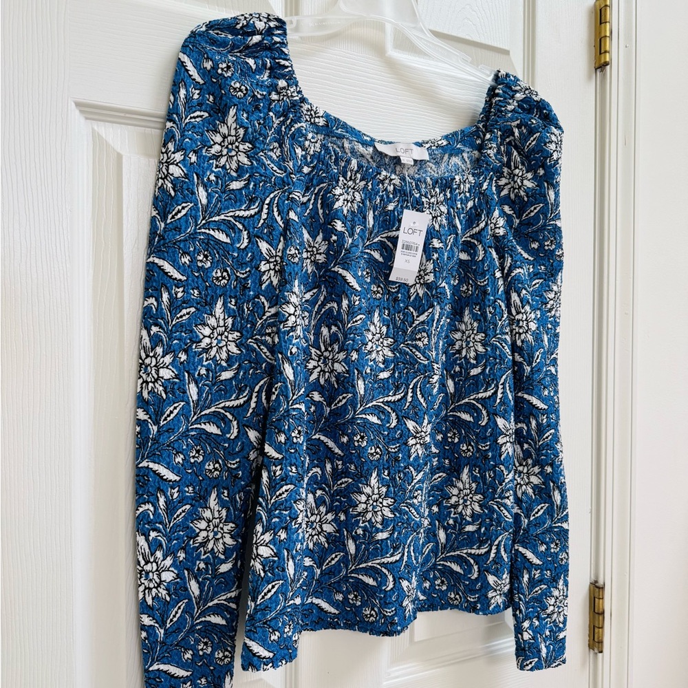 LOFT Blue/White Floral Blouse